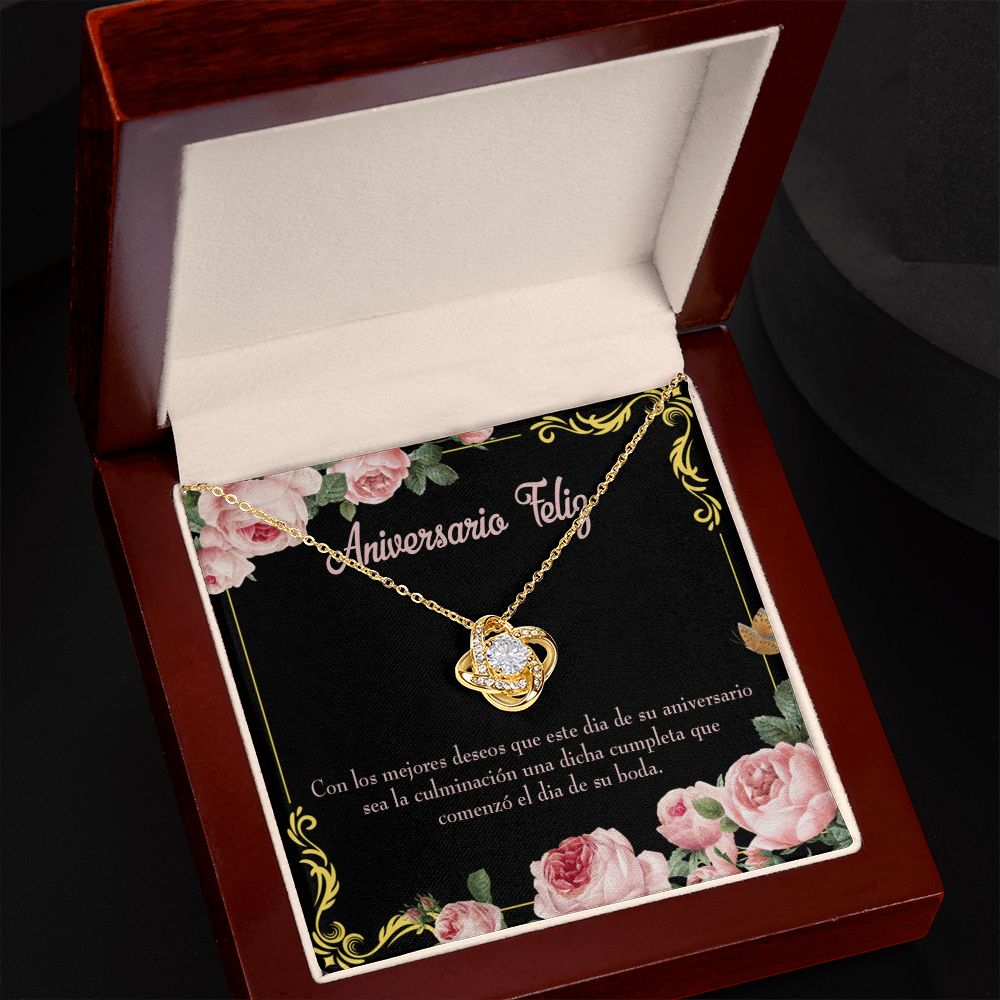 To My Wife Aniversario Feliz Infinity Knot Necklace Message Card-Express Your Love Gifts