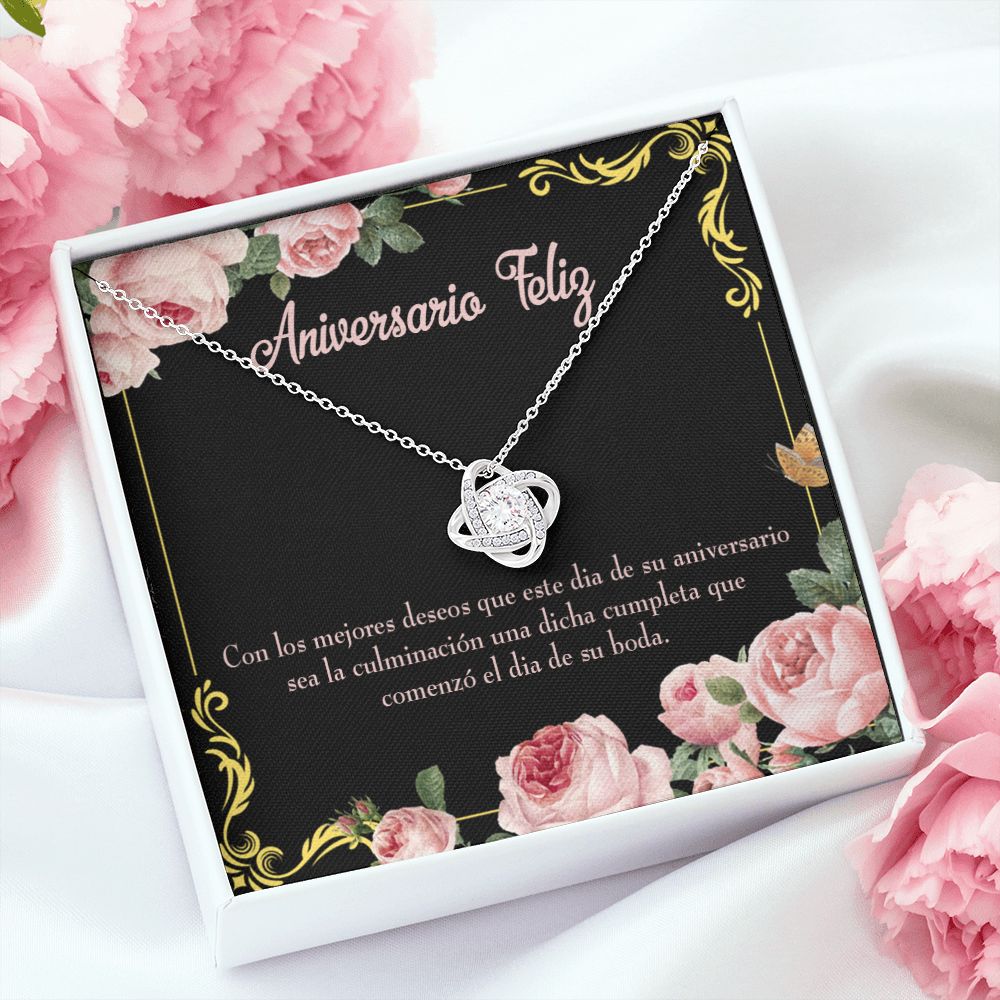 To My Wife Aniversario Feliz Infinity Knot Necklace Message Card-Express Your Love Gifts