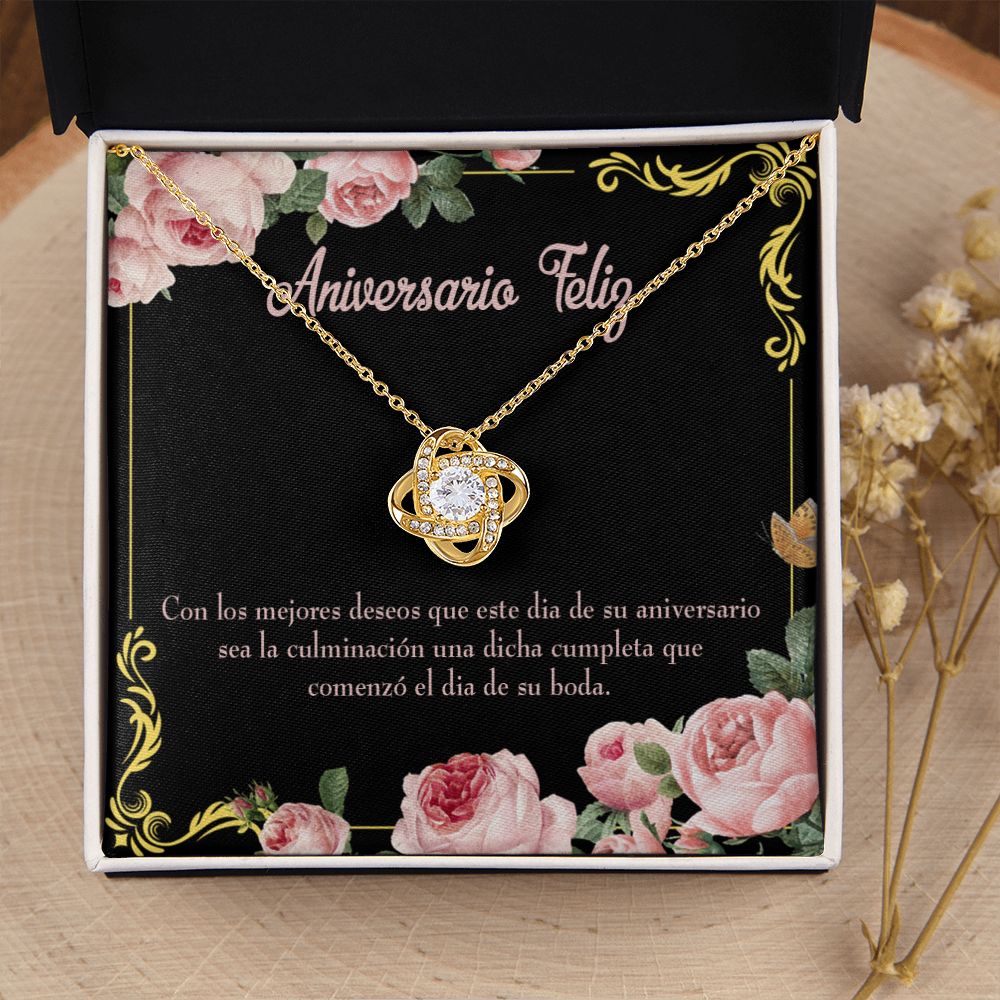 To My Wife Aniversario Feliz Infinity Knot Necklace Message Card-Express Your Love Gifts