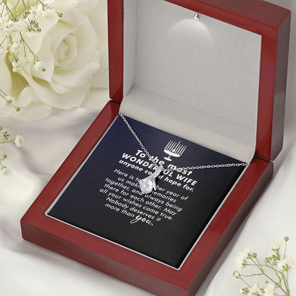 To My Wife Anyone Who Could Hope For Alluring Ribbon Necklace Message Card-Express Your Love Gifts