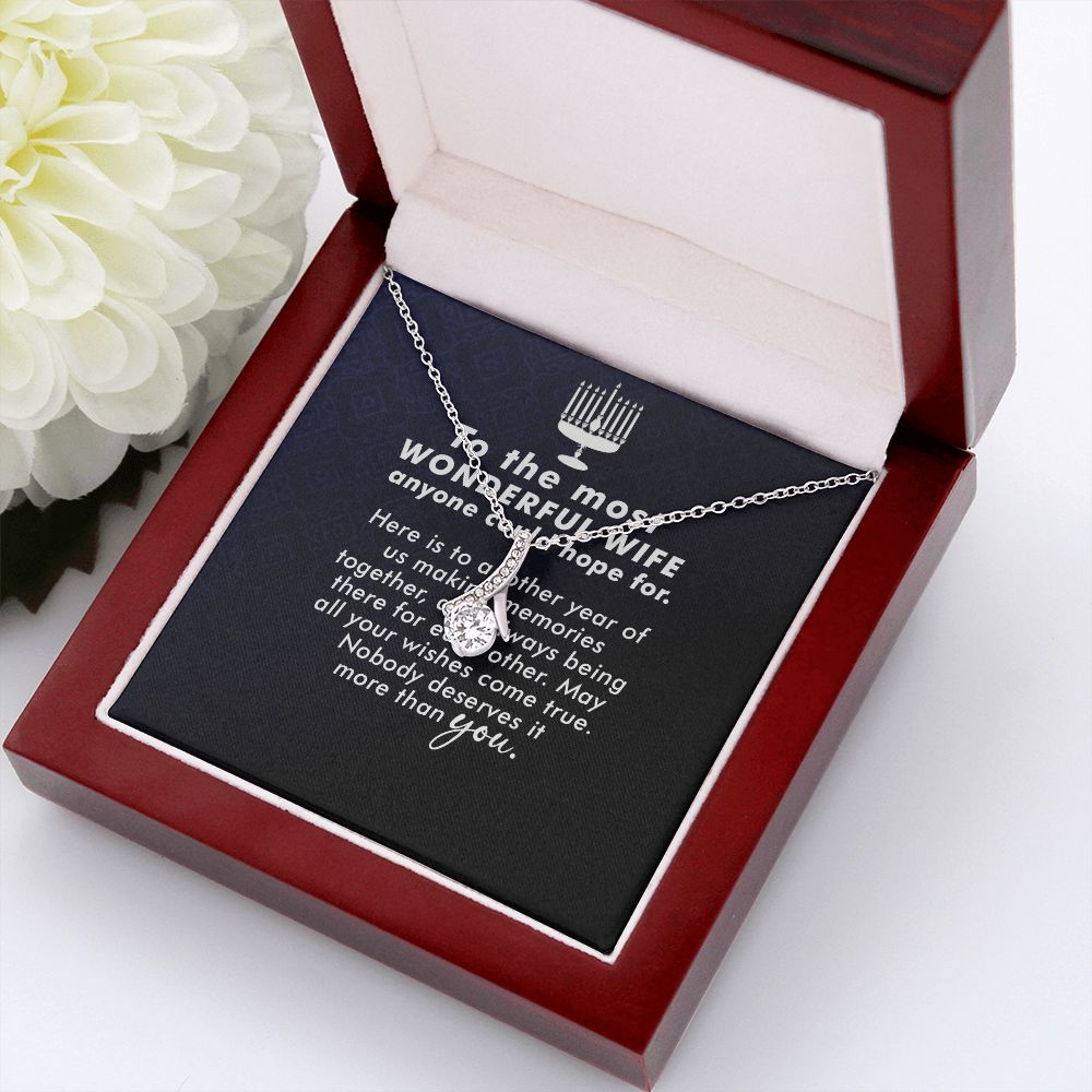 To My Wife Anyone Who Could Hope For Alluring Ribbon Necklace Message Card-Express Your Love Gifts