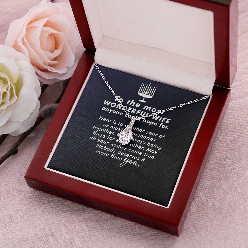 To My Wife Anyone Who Could Hope For Alluring Ribbon Necklace Message Card-Express Your Love Gifts