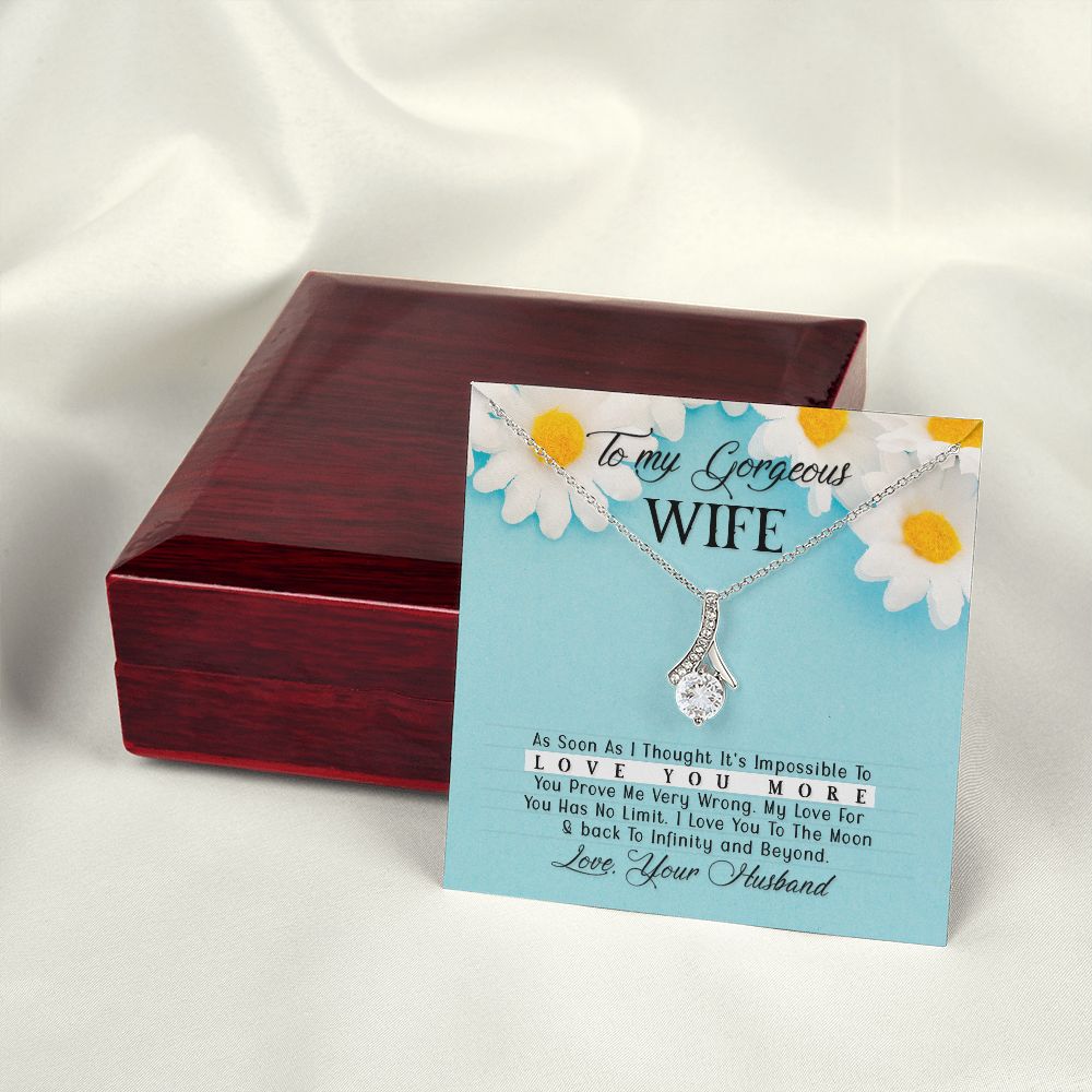 To My Wife As Soon As I Thought Alluring Ribbon Necklace Message Card-Express Your Love Gifts