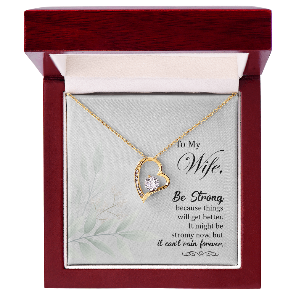 To My Wife Be Strong Forever Necklace w Message Card-Express Your Love Gifts