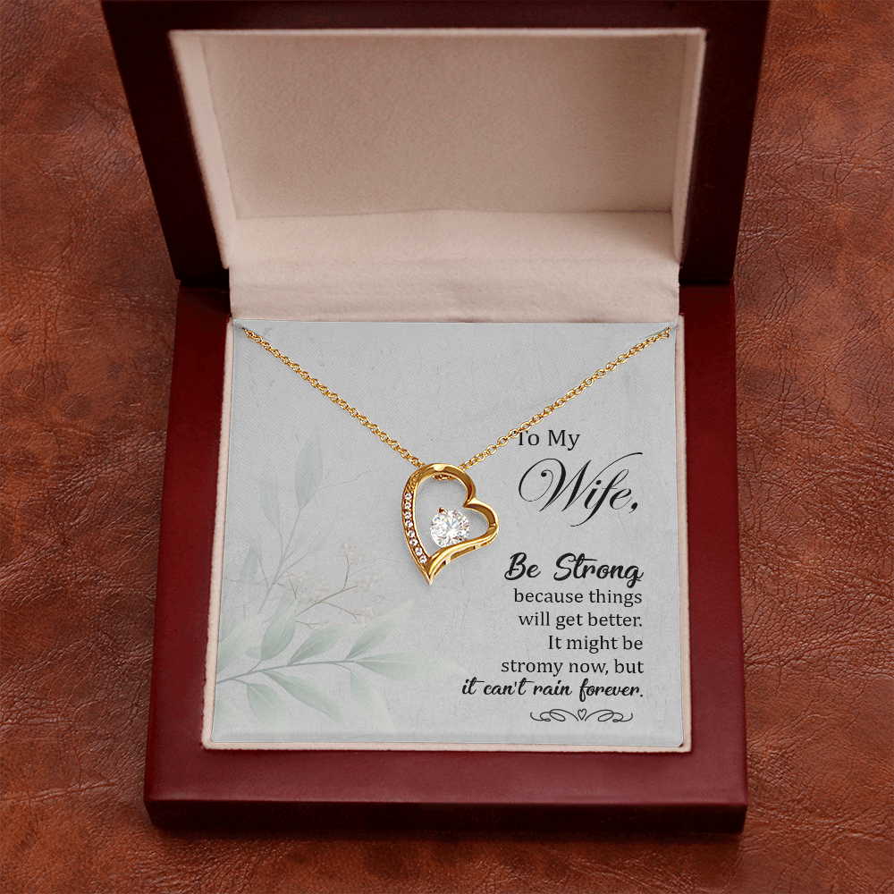 To My Wife Be Strong Forever Necklace w Message Card-Express Your Love Gifts