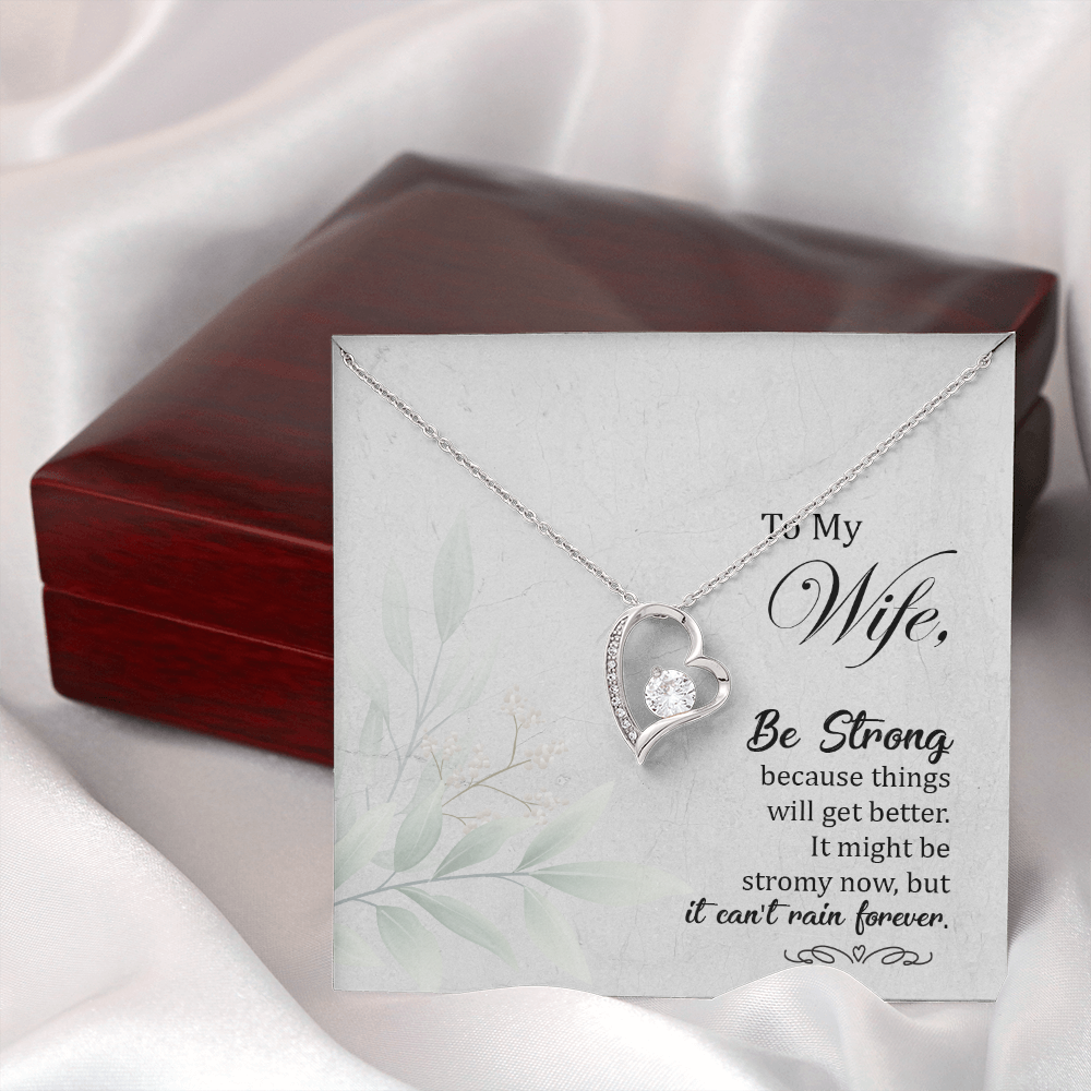 To My Wife Be Strong Forever Necklace w Message Card-Express Your Love Gifts