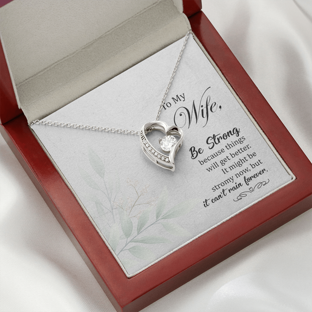 To My Wife Be Strong Forever Necklace w Message Card-Express Your Love Gifts