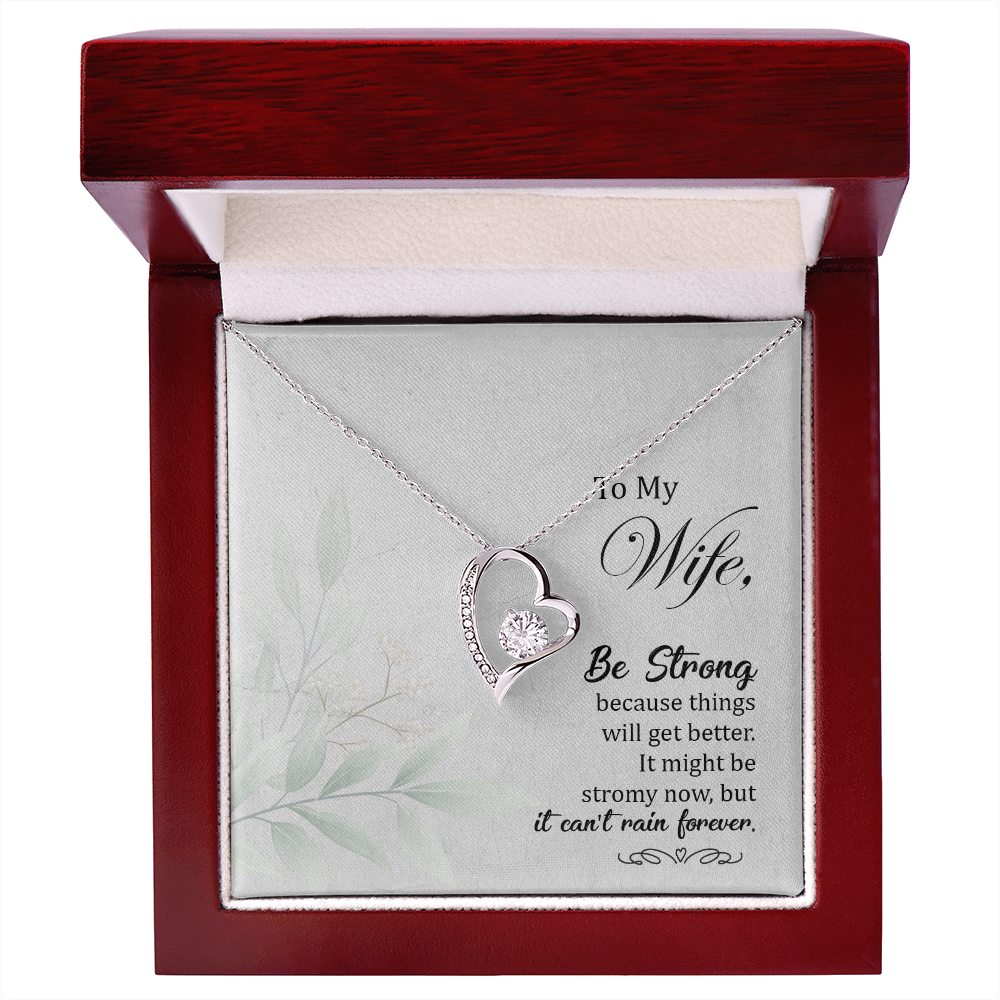 To My Wife Be Strong Forever Necklace w Message Card-Express Your Love Gifts