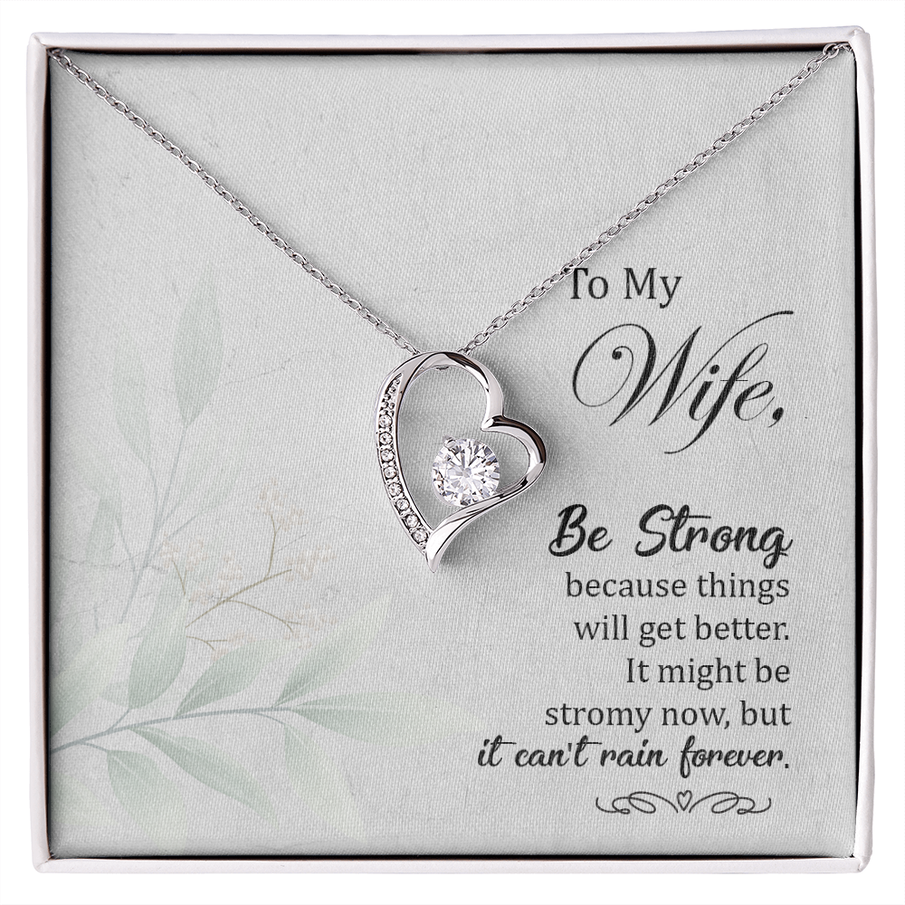 To My Wife Be Strong Forever Necklace w Message Card-Express Your Love Gifts