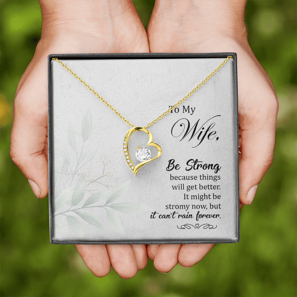 To My Wife Be Strong Forever Necklace w Message Card-Express Your Love Gifts