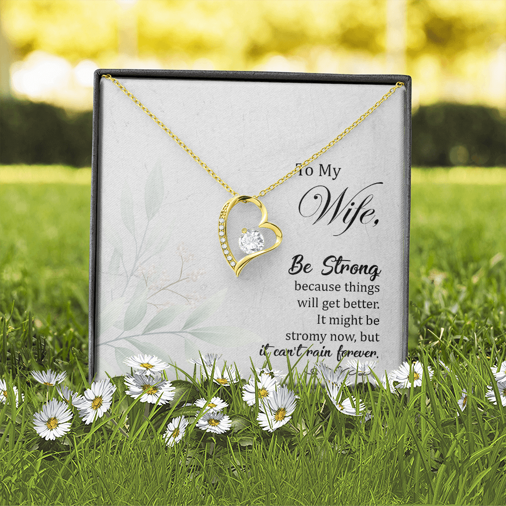 To My Wife Be Strong Forever Necklace w Message Card-Express Your Love Gifts