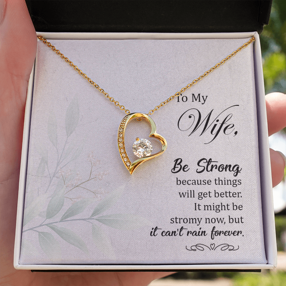 To My Wife Be Strong Forever Necklace w Message Card-Express Your Love Gifts