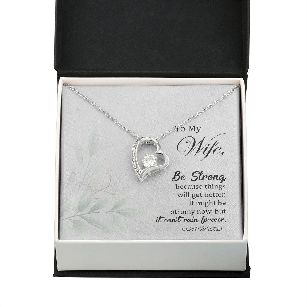 To My Wife Be Strong Forever Necklace w Message Card-Express Your Love Gifts