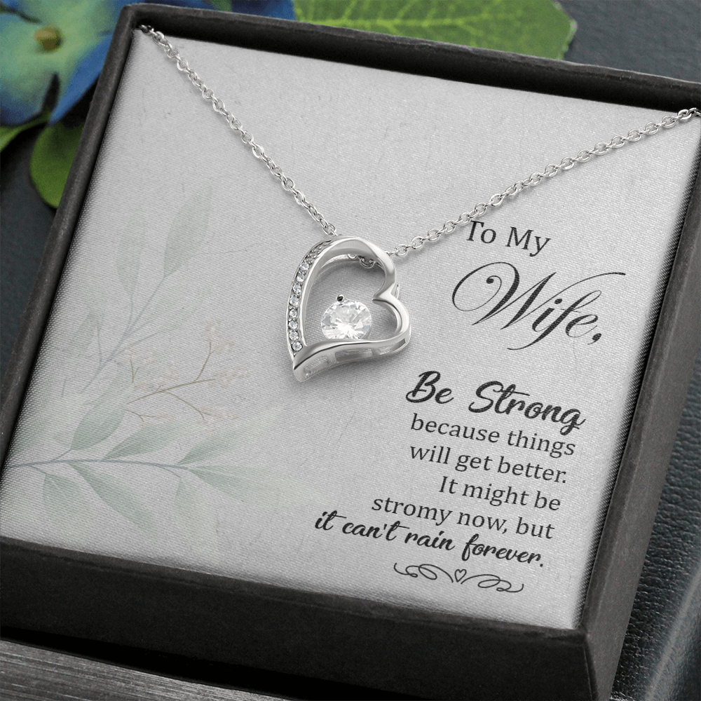 To My Wife Be Strong Forever Necklace w Message Card-Express Your Love Gifts