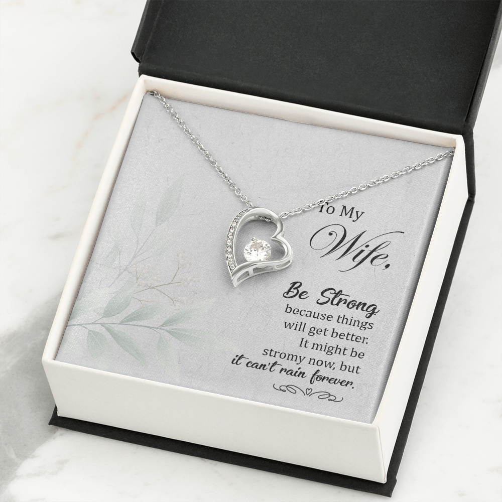 To My Wife Be Strong Forever Necklace w Message Card-Express Your Love Gifts