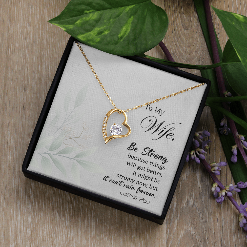 To My Wife Be Strong Forever Necklace w Message Card-Express Your Love Gifts