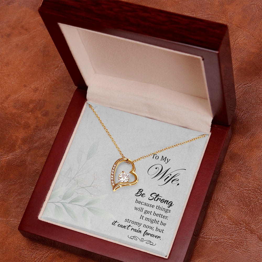 To My Wife Be Strong Forever Necklace w Message Card-Express Your Love Gifts