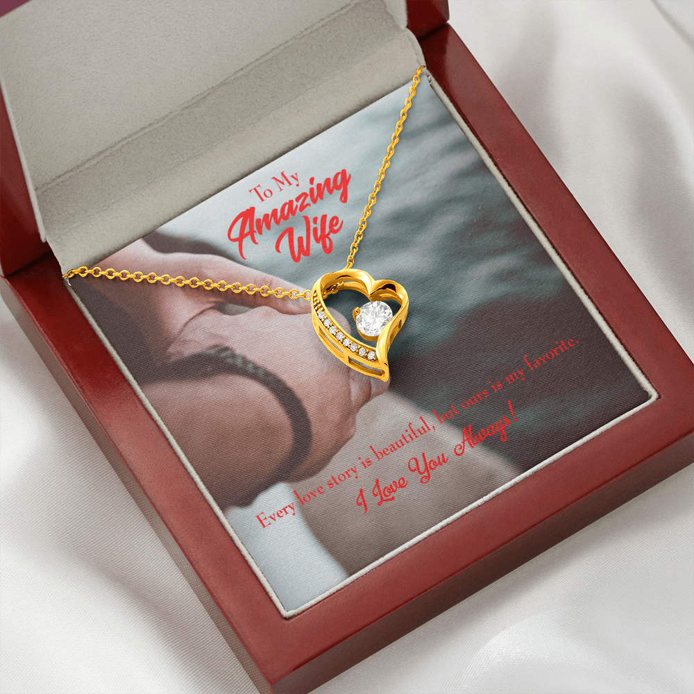 To My Wife Beautiful Love Story Forever Necklace w Message Card-Express Your Love Gifts
