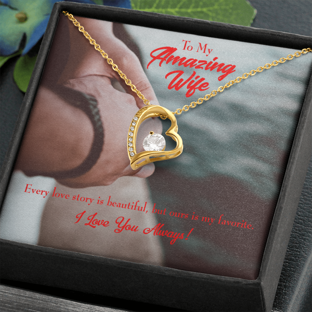 To My Wife Beautiful Love Story Forever Necklace w Message Card-Express Your Love Gifts