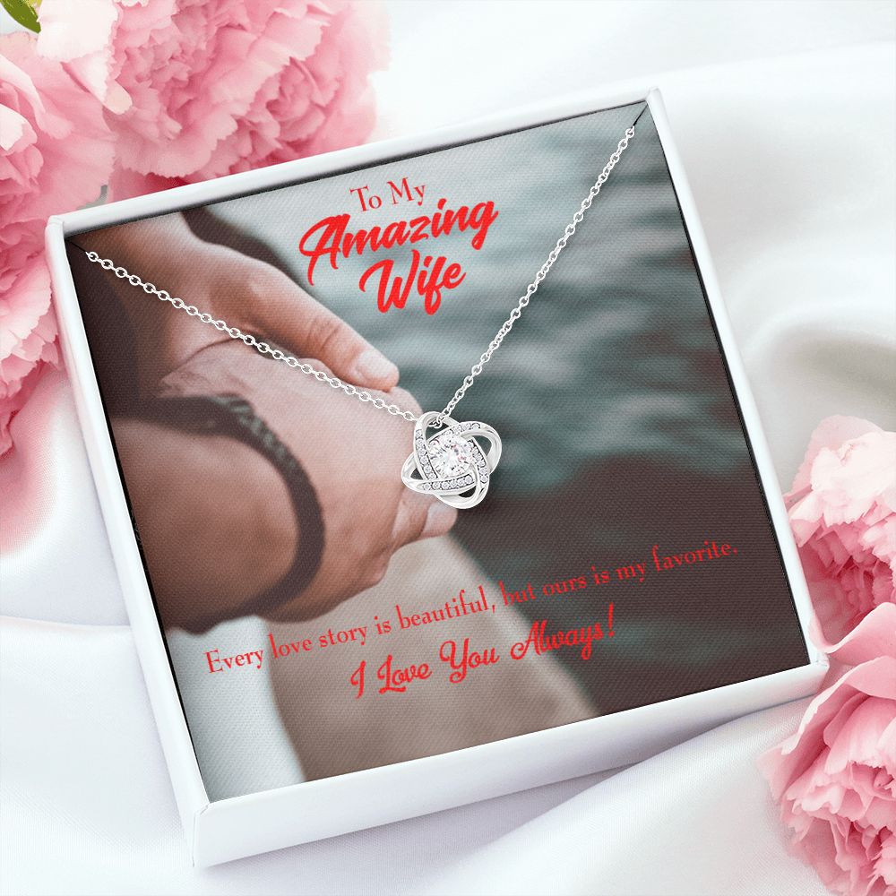 To My Wife Beautiful Love Story Infinity Knot Necklace Message Card-Express Your Love Gifts