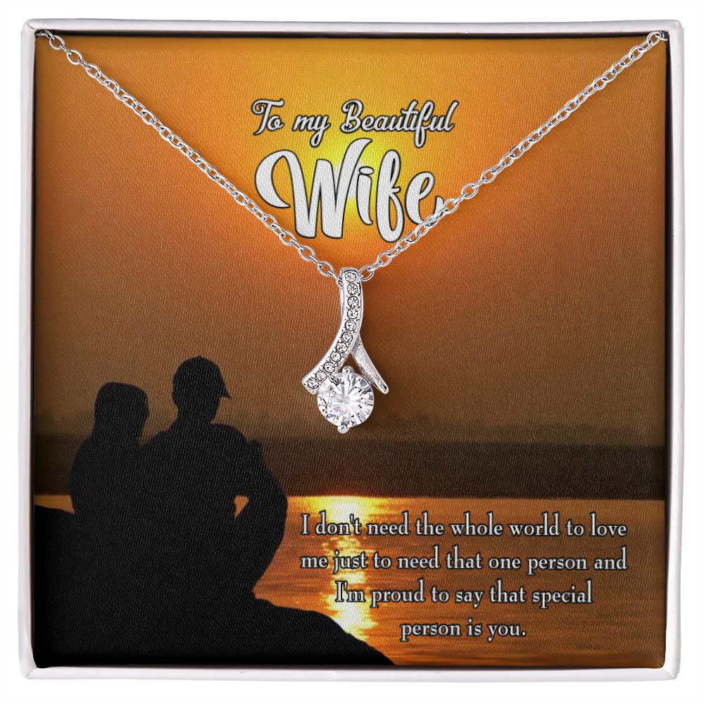 To My Wife Beautiful Wife Alluring Ribbon Necklace Message Card-Express Your Love Gifts