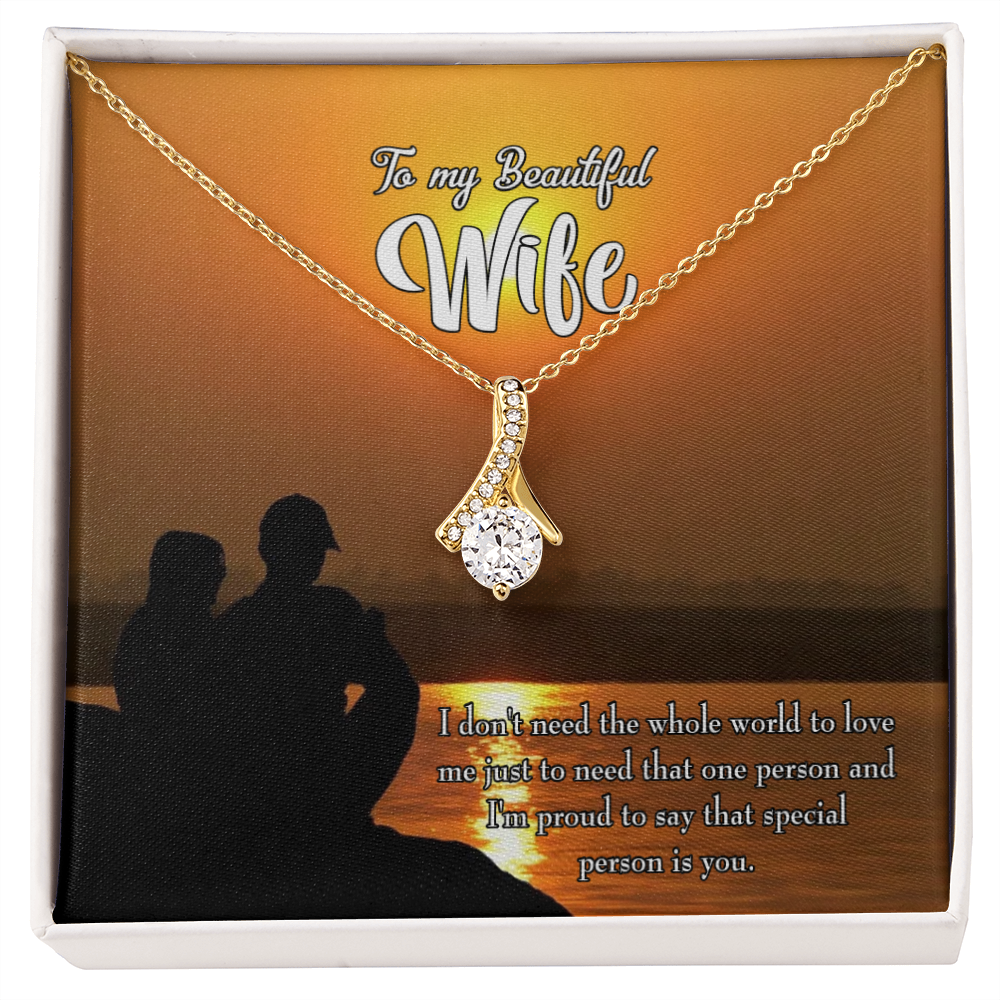 To My Wife Beautiful Wife Alluring Ribbon Necklace Message Card-Express Your Love Gifts