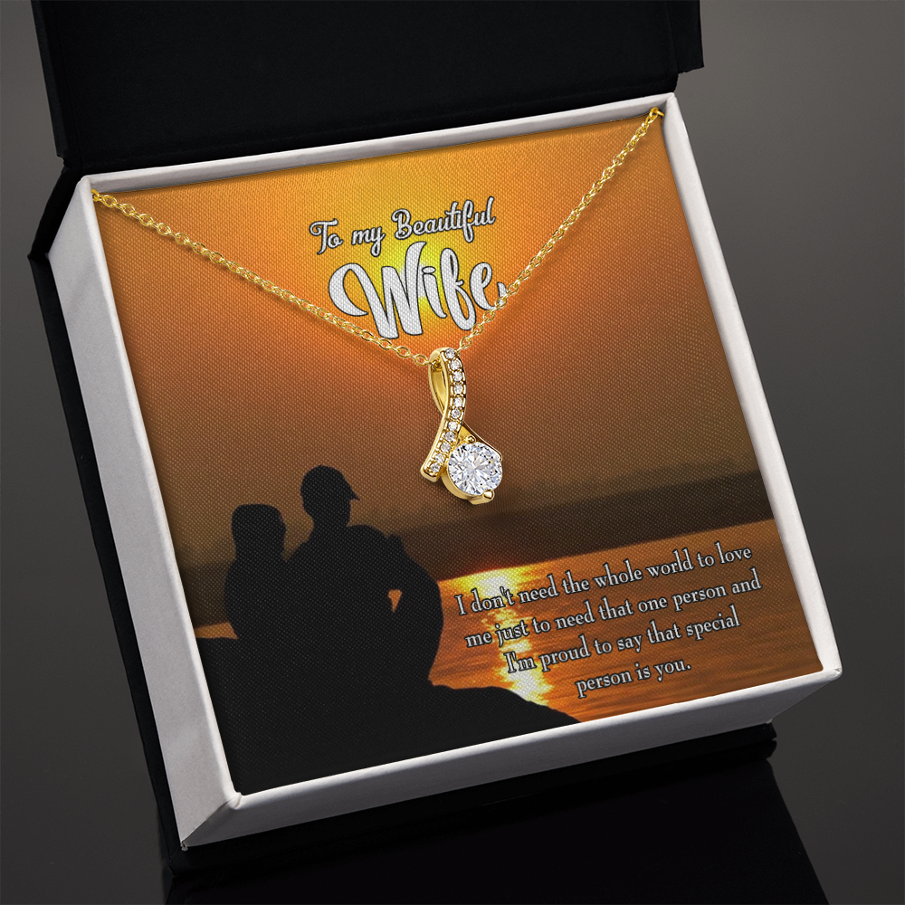 To My Wife Beautiful Wife Alluring Ribbon Necklace Message Card-Express Your Love Gifts