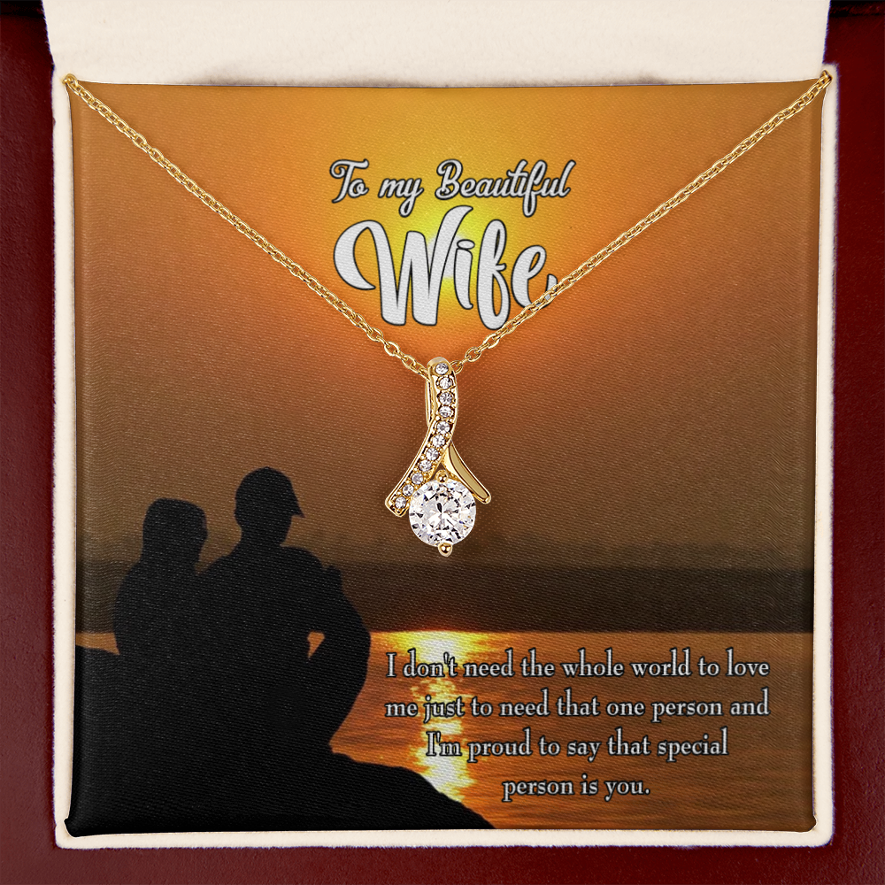 To My Wife Beautiful Wife Alluring Ribbon Necklace Message Card-Express Your Love Gifts