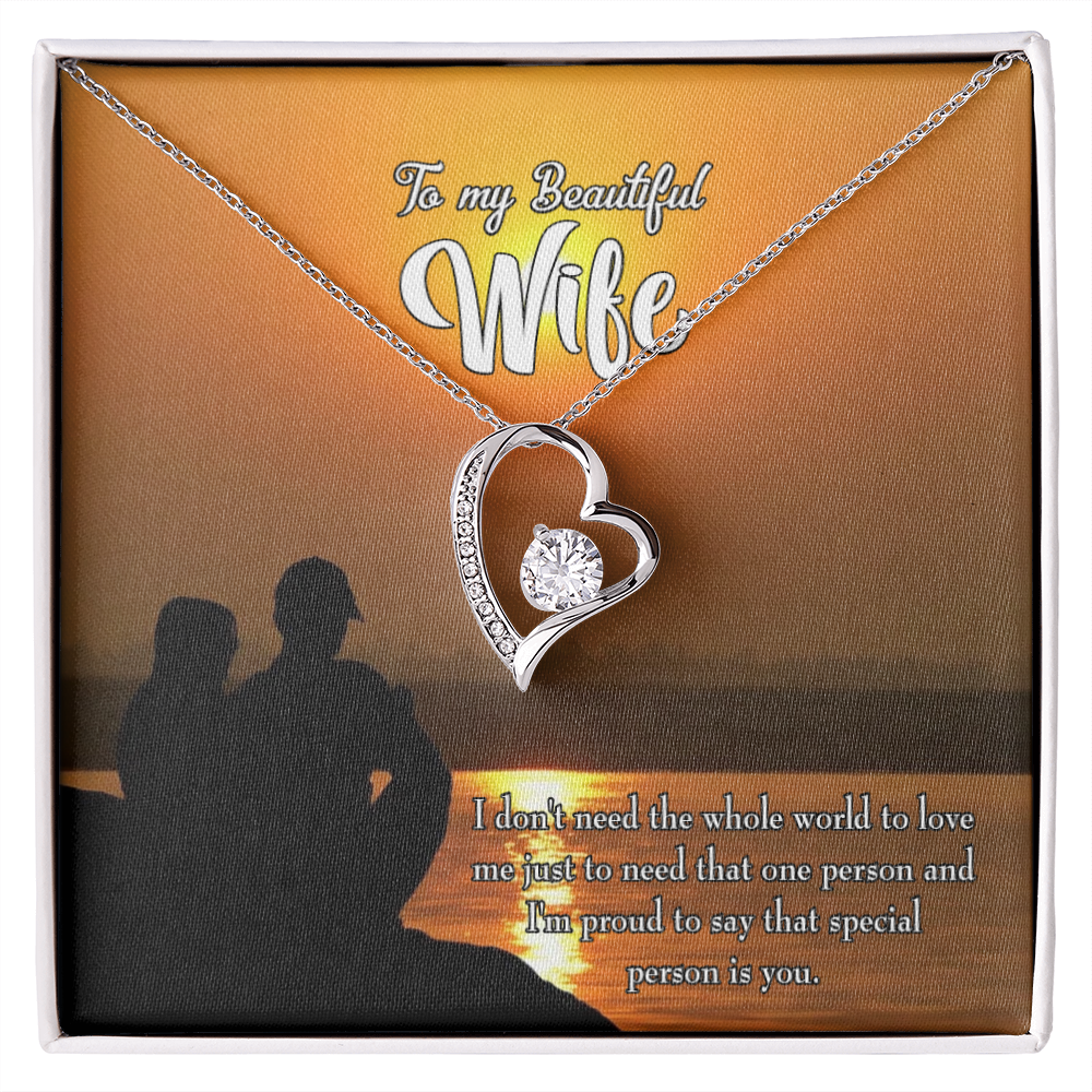 To My Wife Beautiful Wife Forever Necklace w Message Card-Express Your Love Gifts