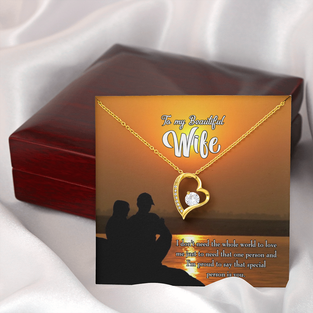 To My Wife Beautiful Wife Forever Necklace w Message Card-Express Your Love Gifts