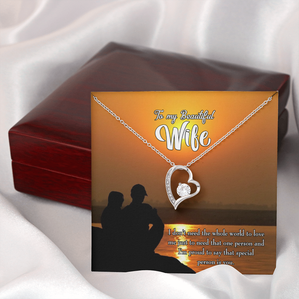 To My Wife Beautiful Wife Forever Necklace w Message Card-Express Your Love Gifts