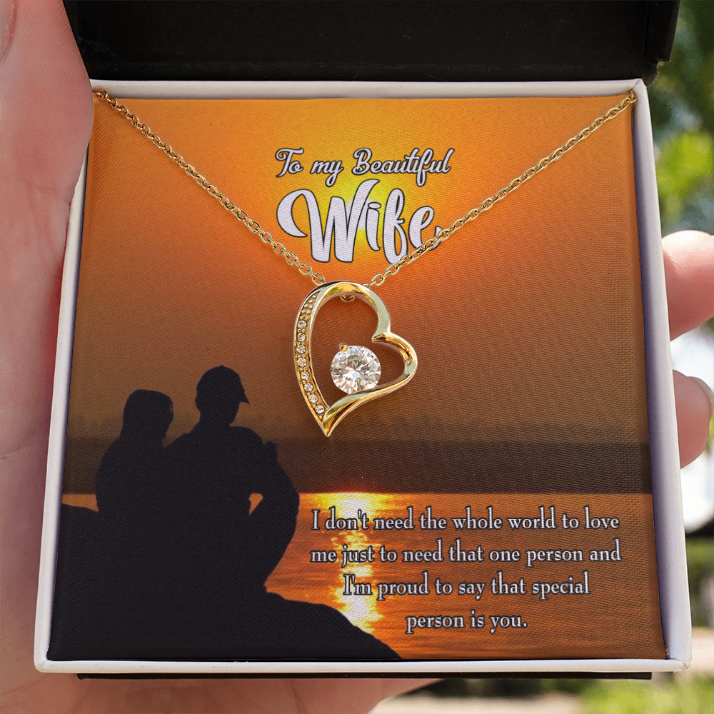 To My Wife Beautiful Wife Forever Necklace w Message Card-Express Your Love Gifts