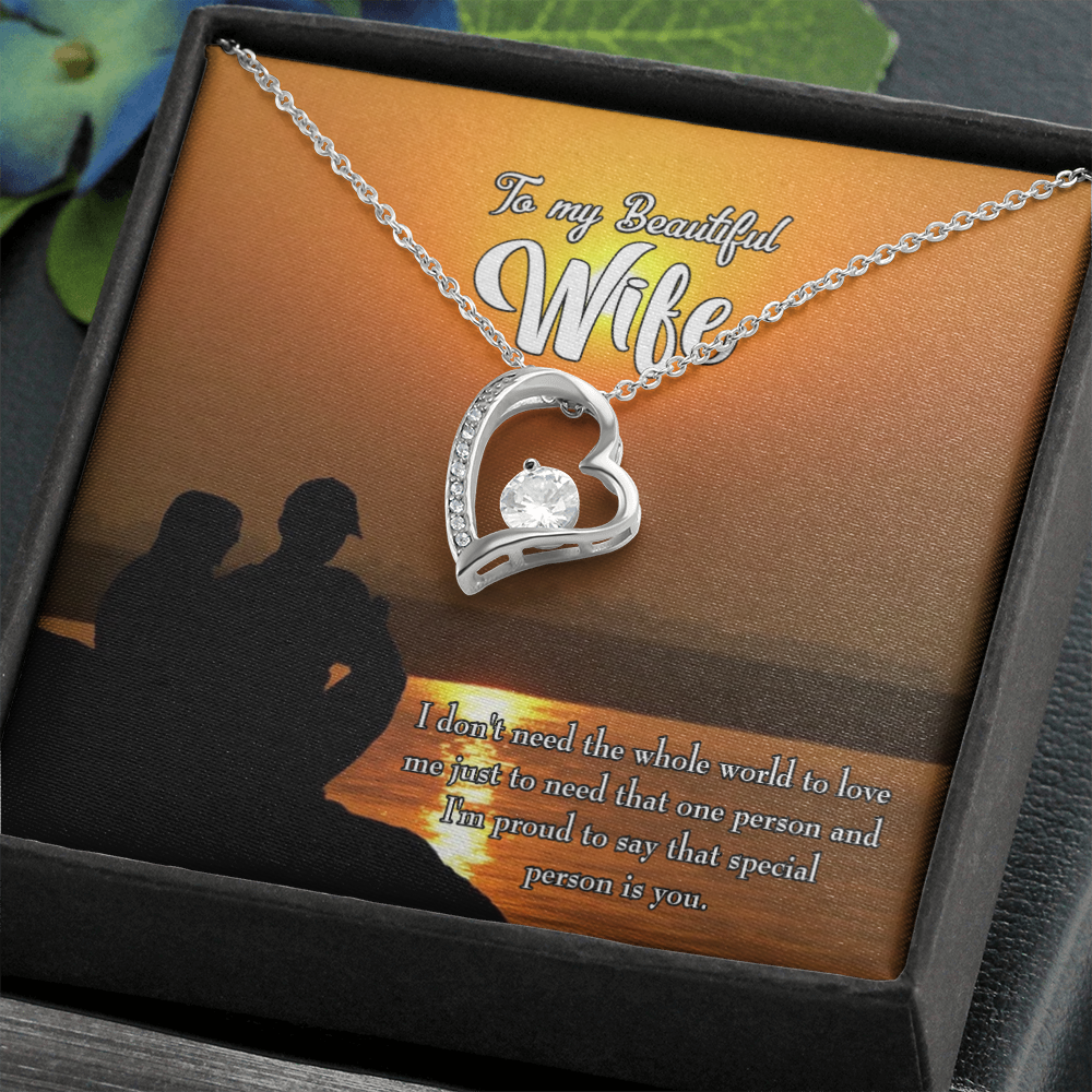 To My Wife Beautiful Wife Forever Necklace w Message Card-Express Your Love Gifts