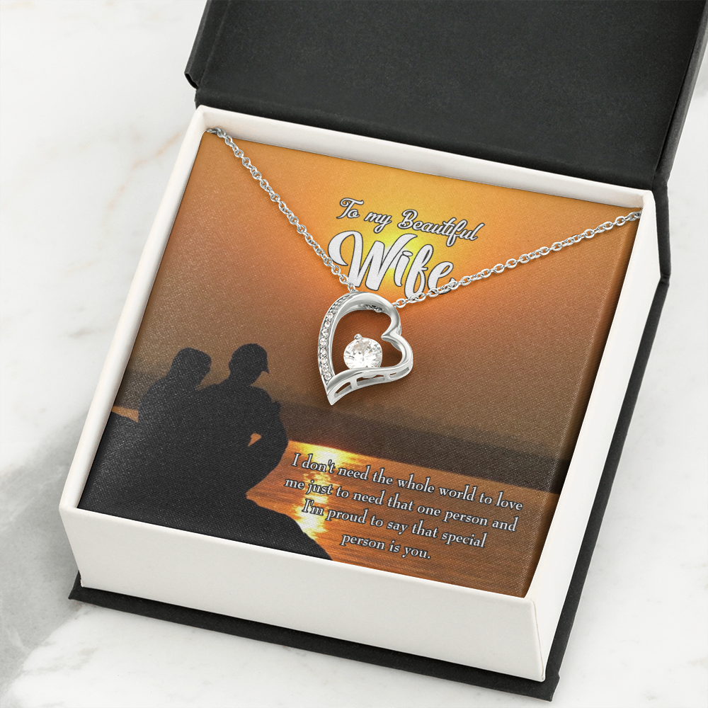 To My Wife Beautiful Wife Forever Necklace w Message Card-Express Your Love Gifts