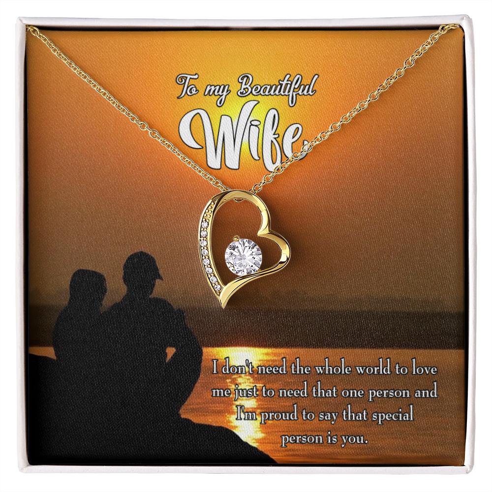 To My Wife Beautiful Wife Forever Necklace w Message Card-Express Your Love Gifts