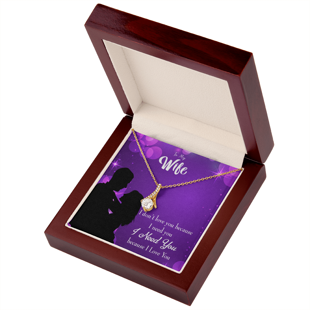 To My Wife Because I Love You Alluring Ribbon Necklace Message Card-Express Your Love Gifts