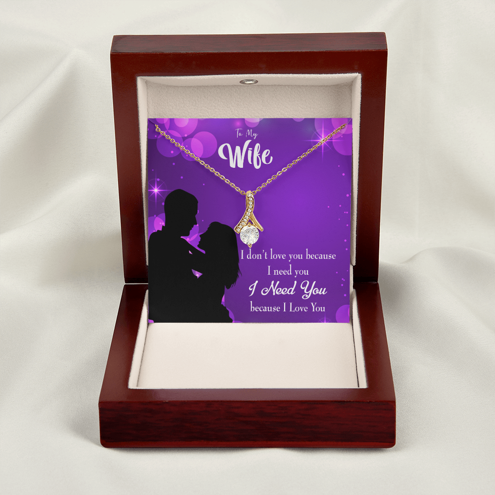 To My Wife Because I Love You Alluring Ribbon Necklace Message Card-Express Your Love Gifts