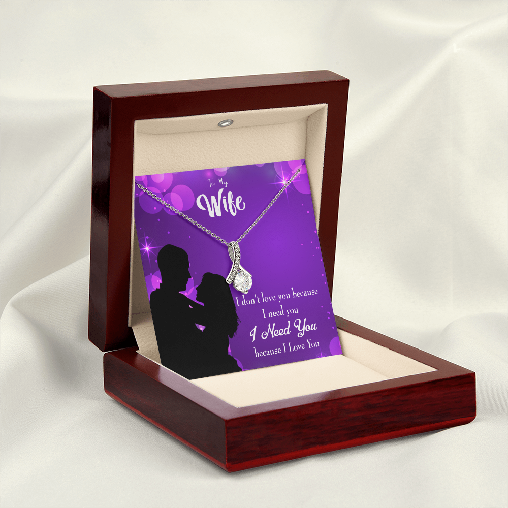 To My Wife Because I Love You Alluring Ribbon Necklace Message Card-Express Your Love Gifts