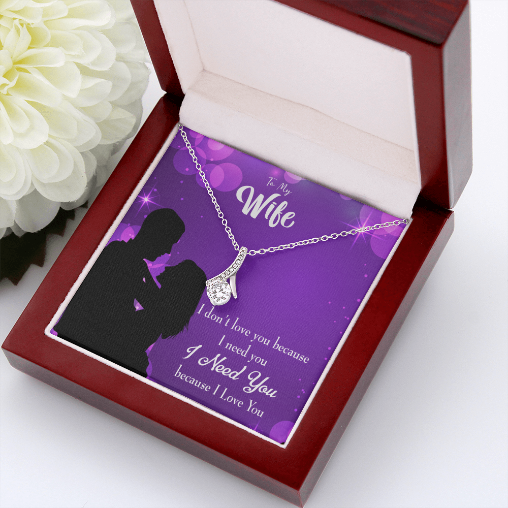 To My Wife Because I Love You Alluring Ribbon Necklace Message Card-Express Your Love Gifts