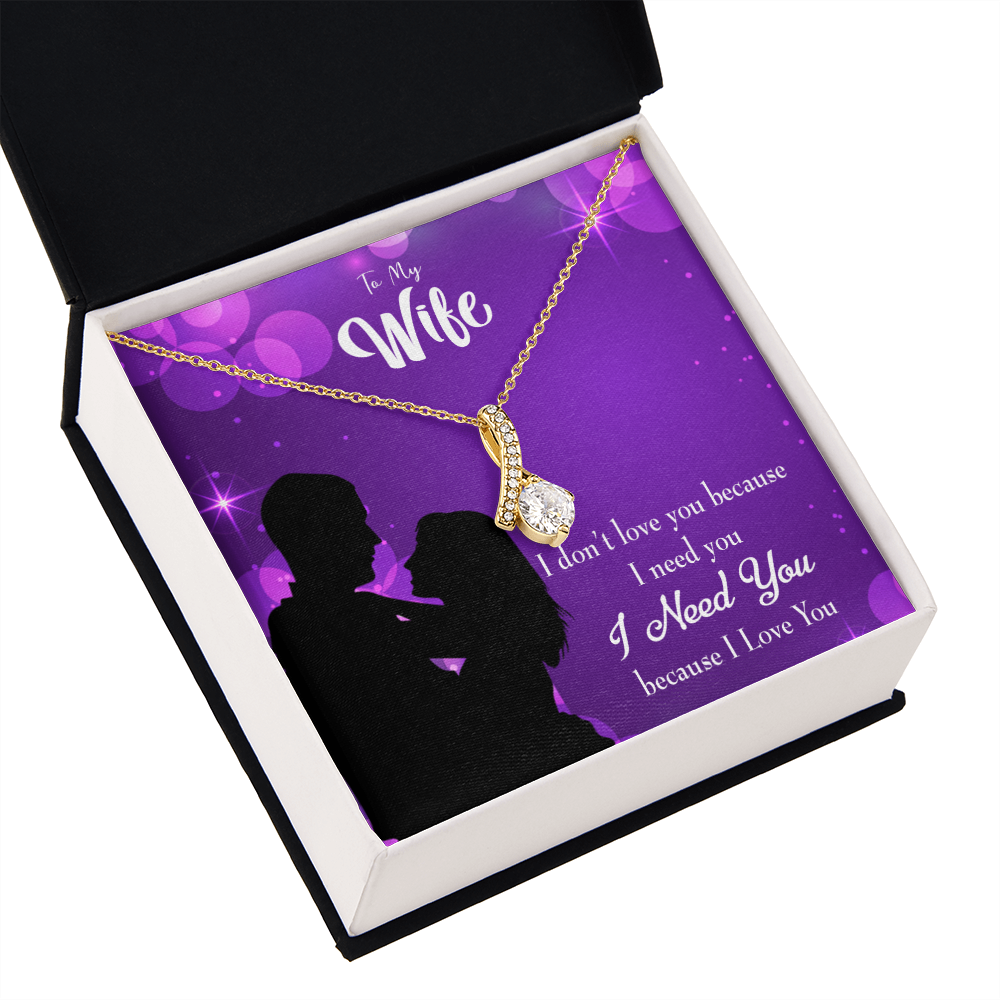 To My Wife Because I Love You Alluring Ribbon Necklace Message Card-Express Your Love Gifts