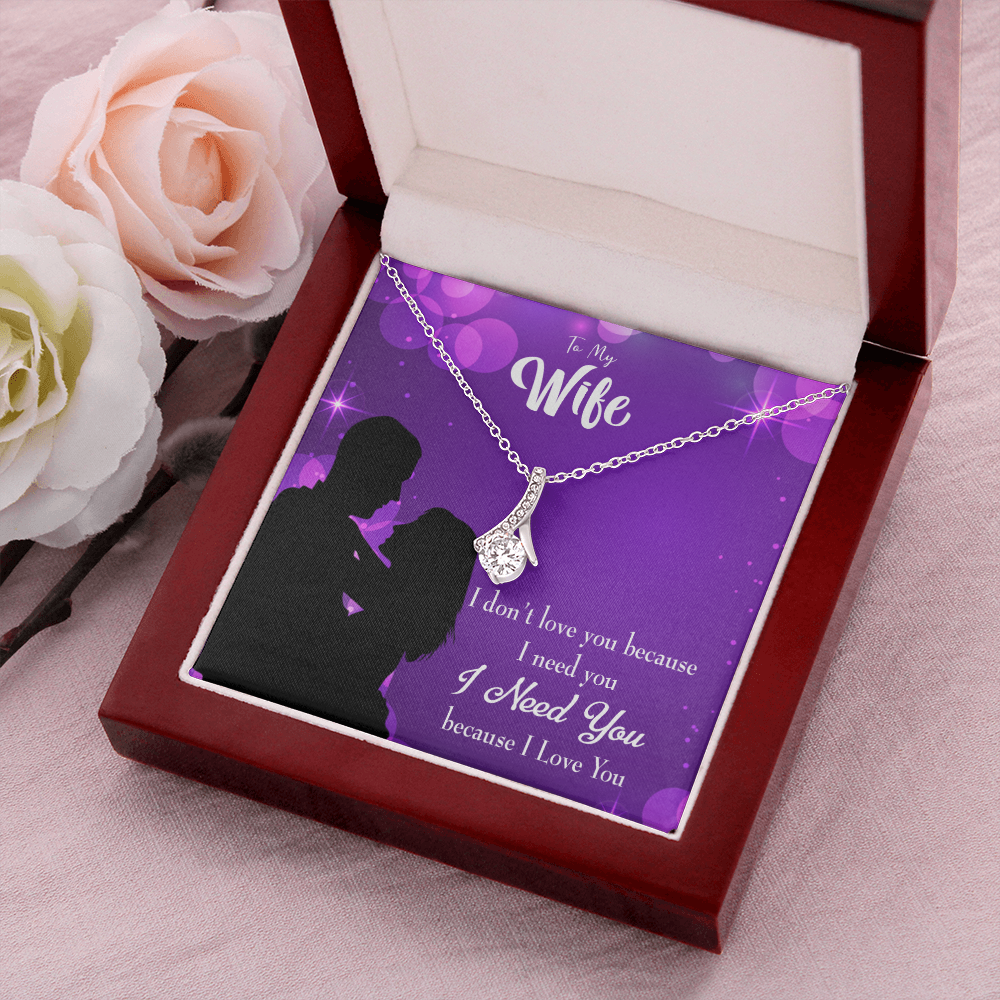 To My Wife Because I Love You Alluring Ribbon Necklace Message Card-Express Your Love Gifts