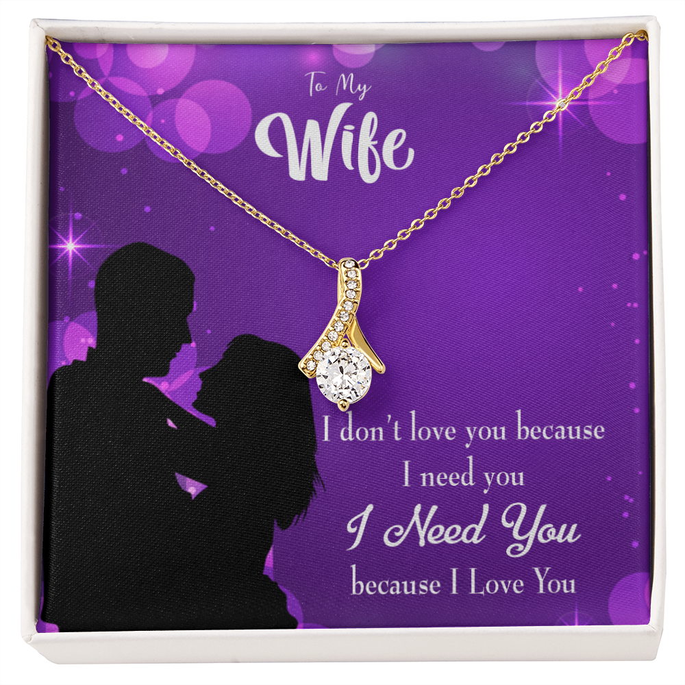 To My Wife Because I Love You Alluring Ribbon Necklace Message Card-Express Your Love Gifts