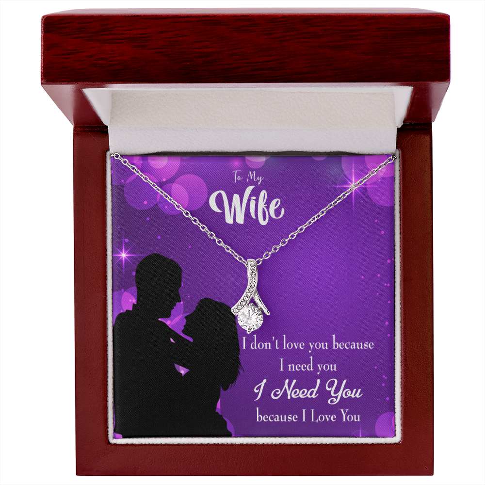 To My Wife Because I Love You Alluring Ribbon Necklace Message Card-Express Your Love Gifts