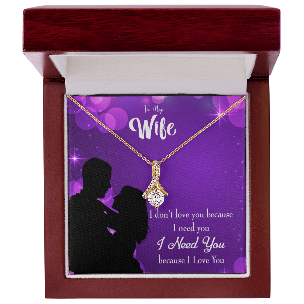 To My Wife Because I Love You Alluring Ribbon Necklace Message Card-Express Your Love Gifts