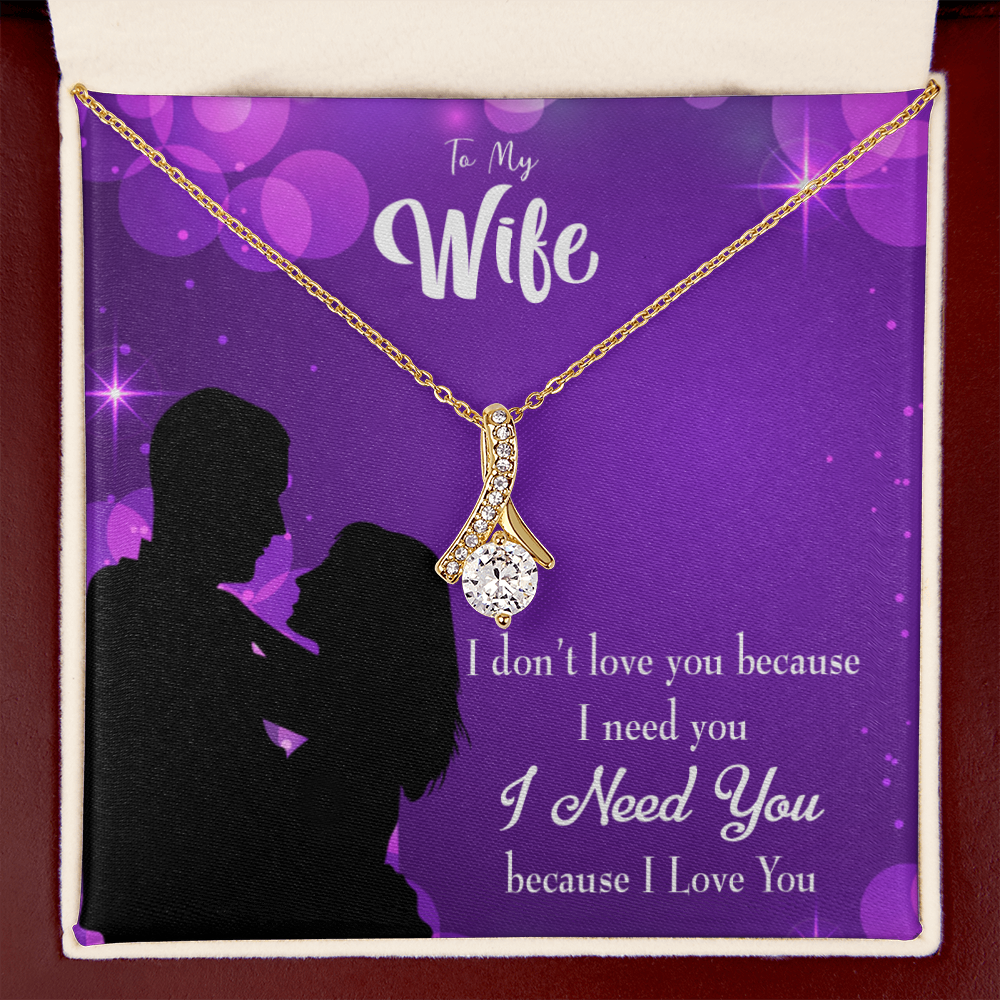 To My Wife Because I Love You Alluring Ribbon Necklace Message Card-Express Your Love Gifts