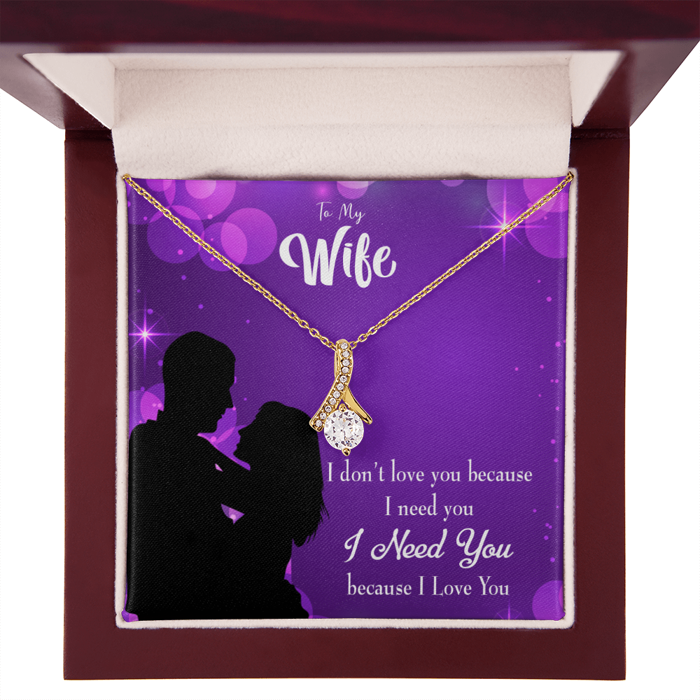 To My Wife Because I Love You Alluring Ribbon Necklace Message Card-Express Your Love Gifts