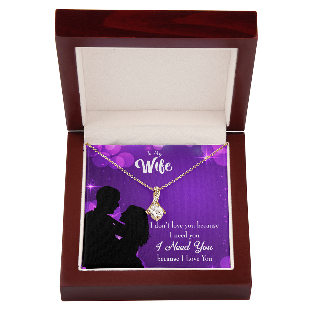 To My Wife Because I Love You Alluring Ribbon Necklace Message Card-Express Your Love Gifts