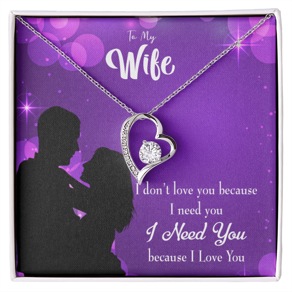 To My Wife Because I Love You Forever Necklace w Message Card-Express Your Love Gifts