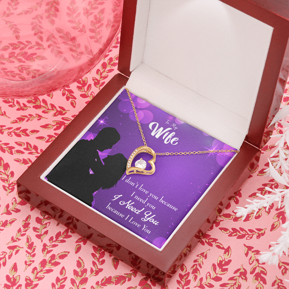 To My Wife Because I Love You Forever Necklace w Message Card-Express Your Love Gifts