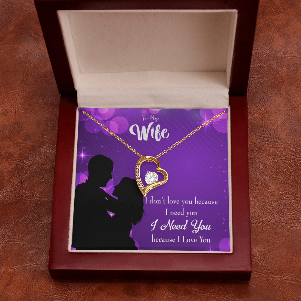 To My Wife Because I Love You Forever Necklace w Message Card-Express Your Love Gifts